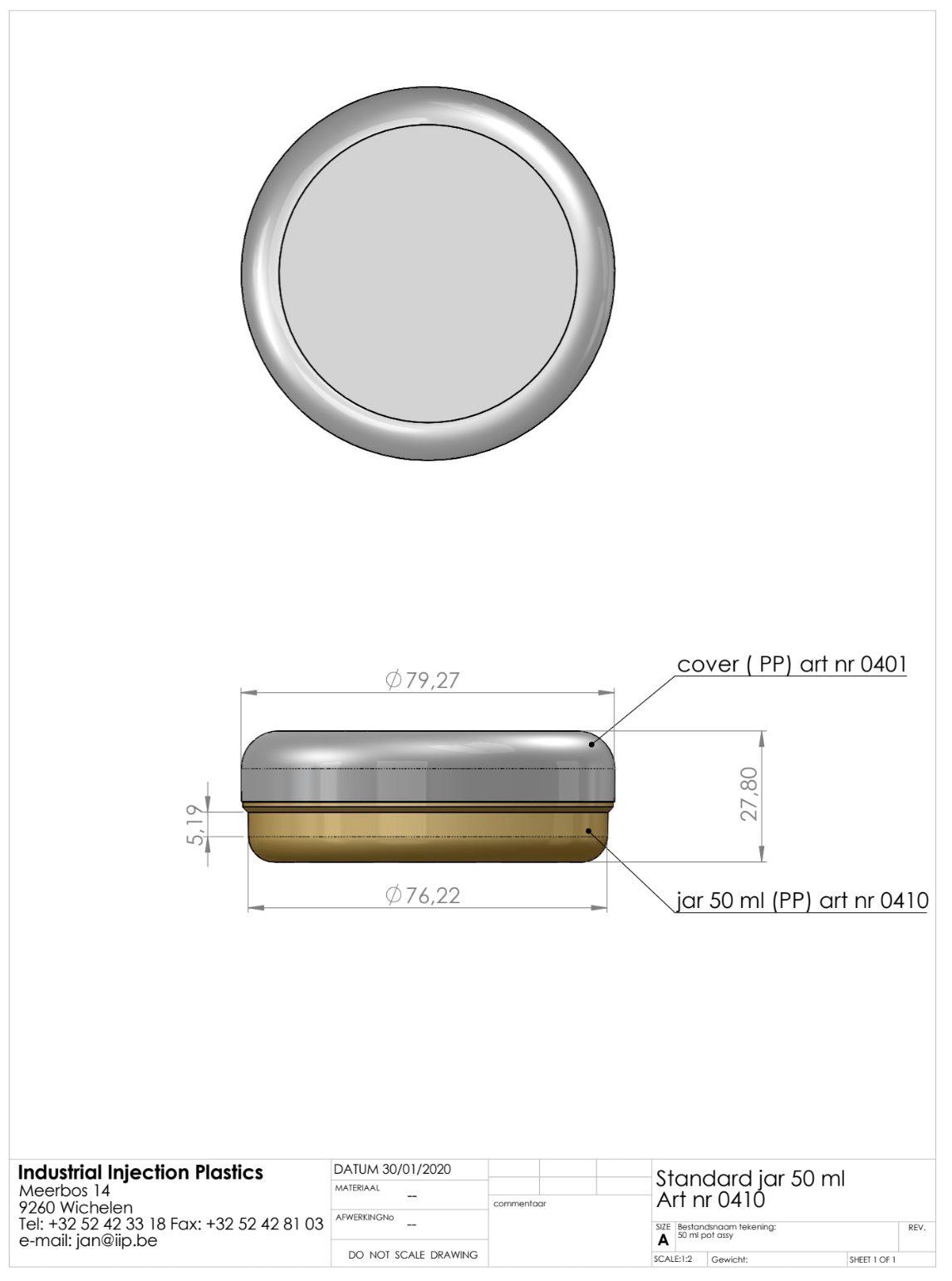 Product image or technical drawing