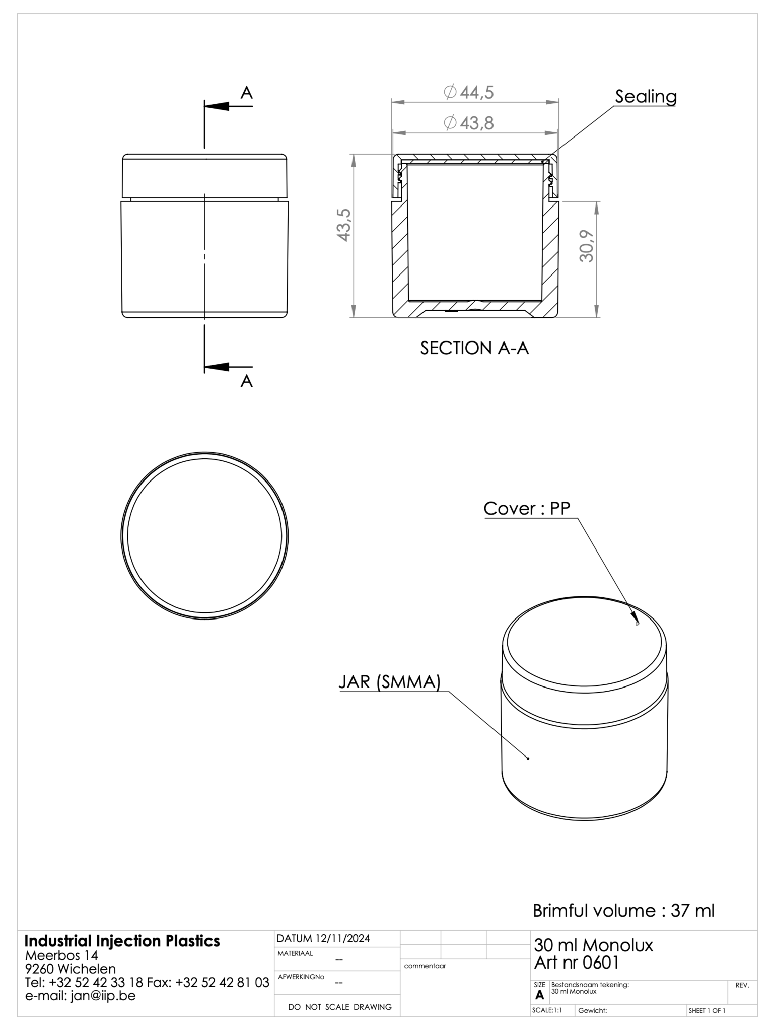 Product image or technical drawing