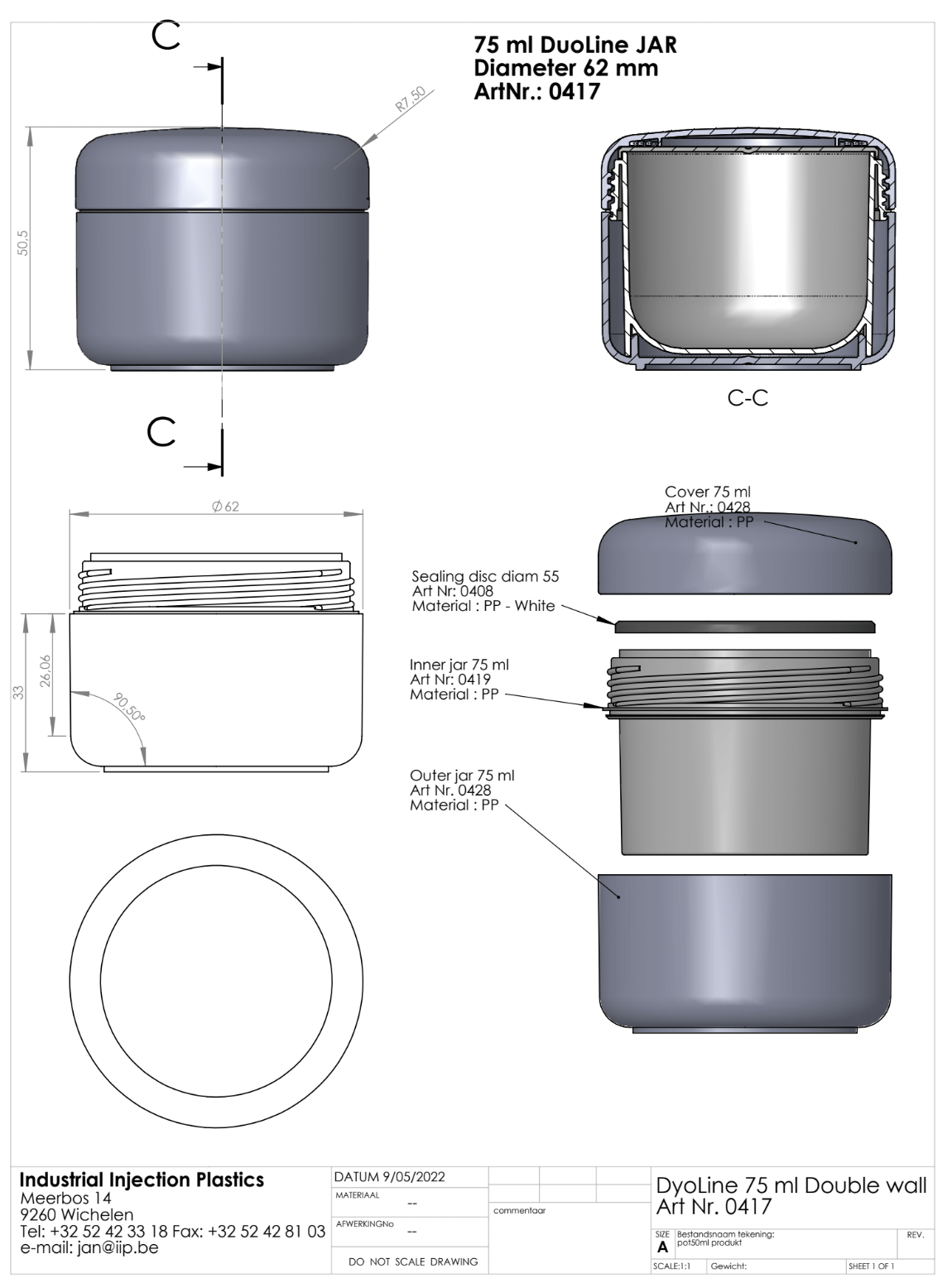Product image or technical drawing