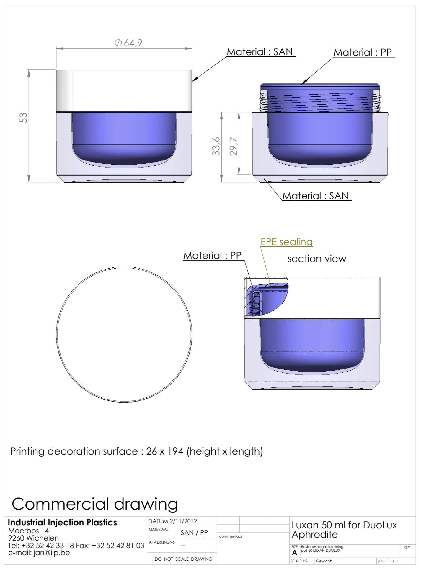 Product image or technical drawing