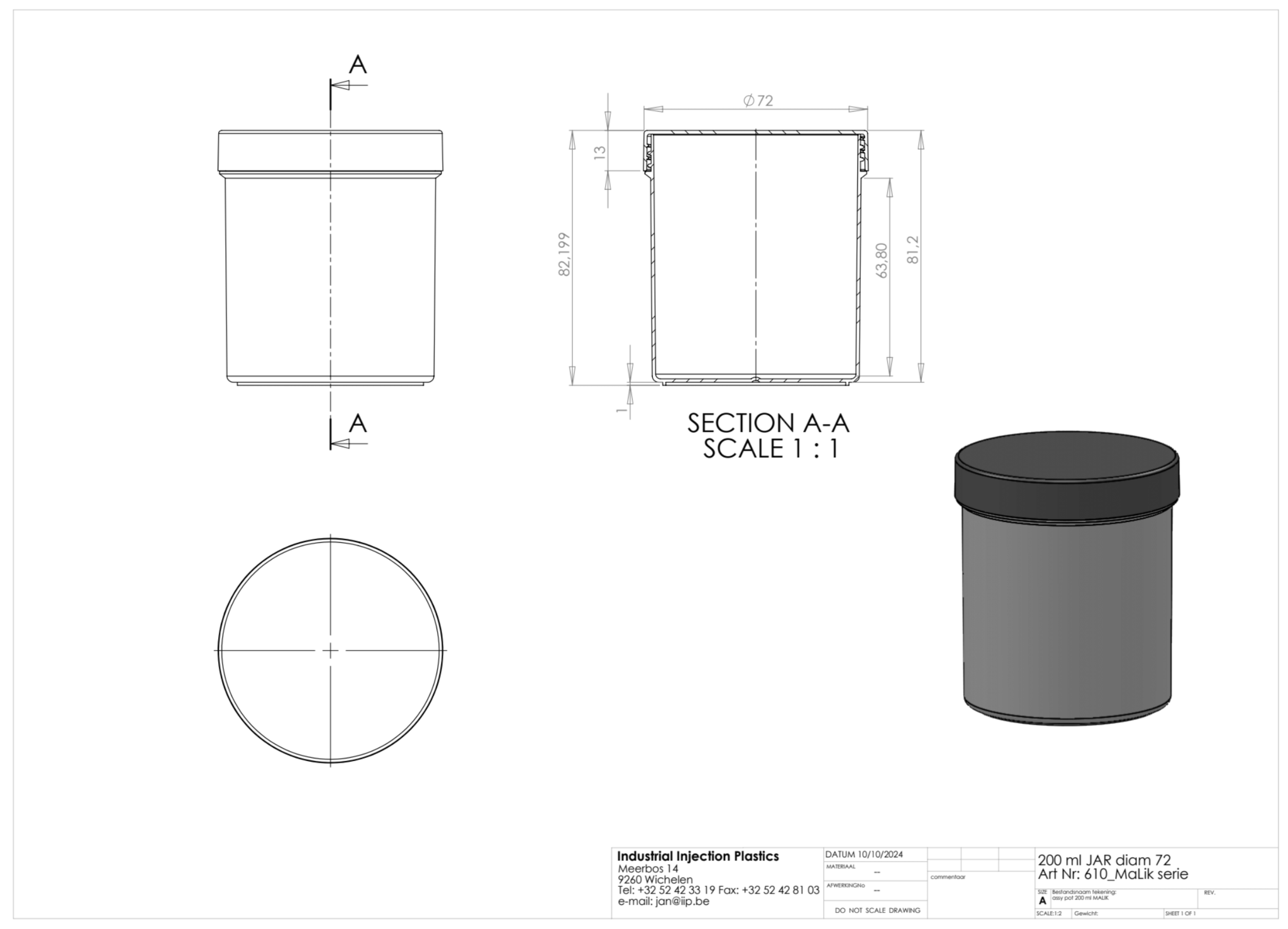 Product image or technical drawing