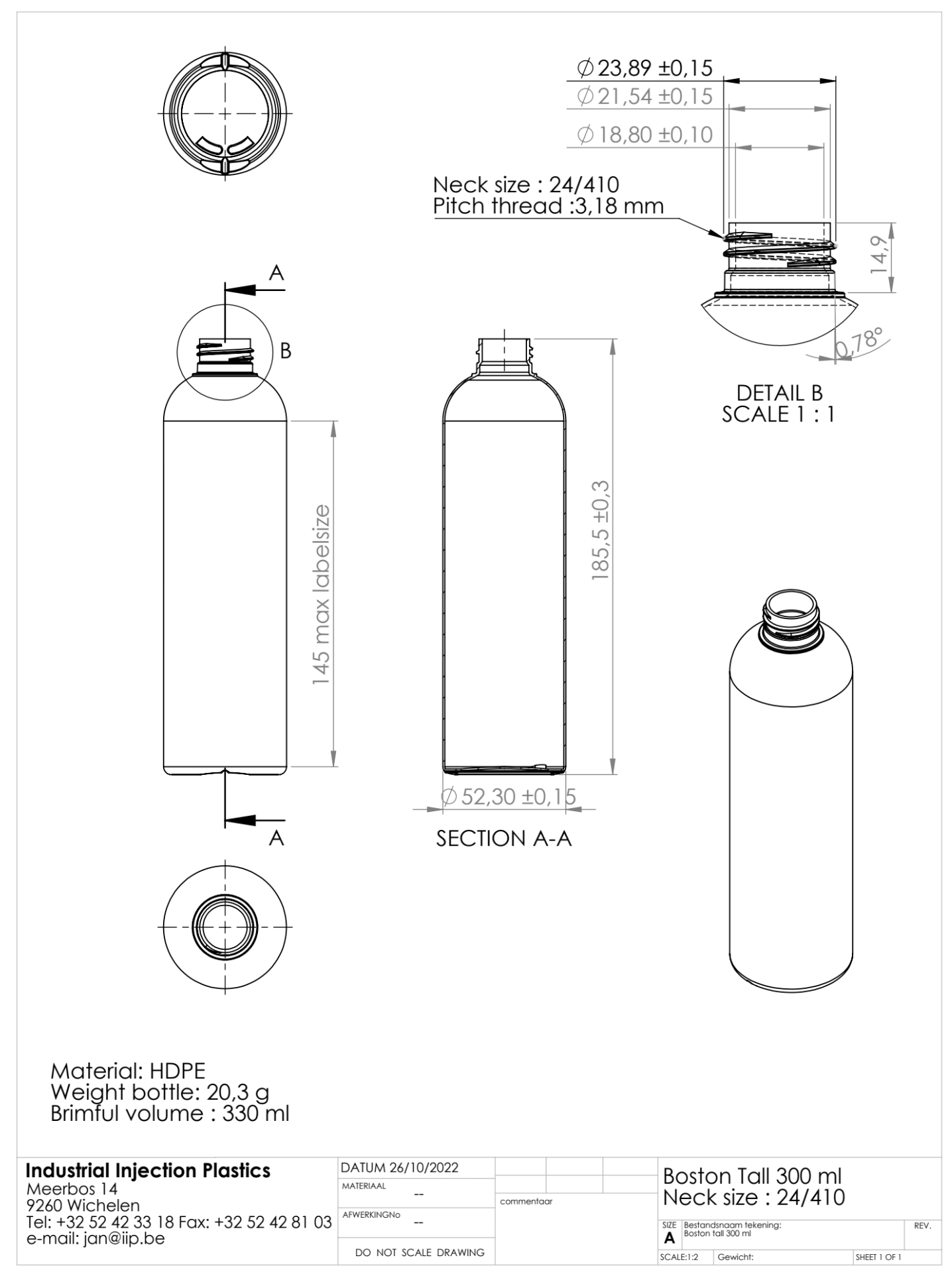 Product image or technical drawing