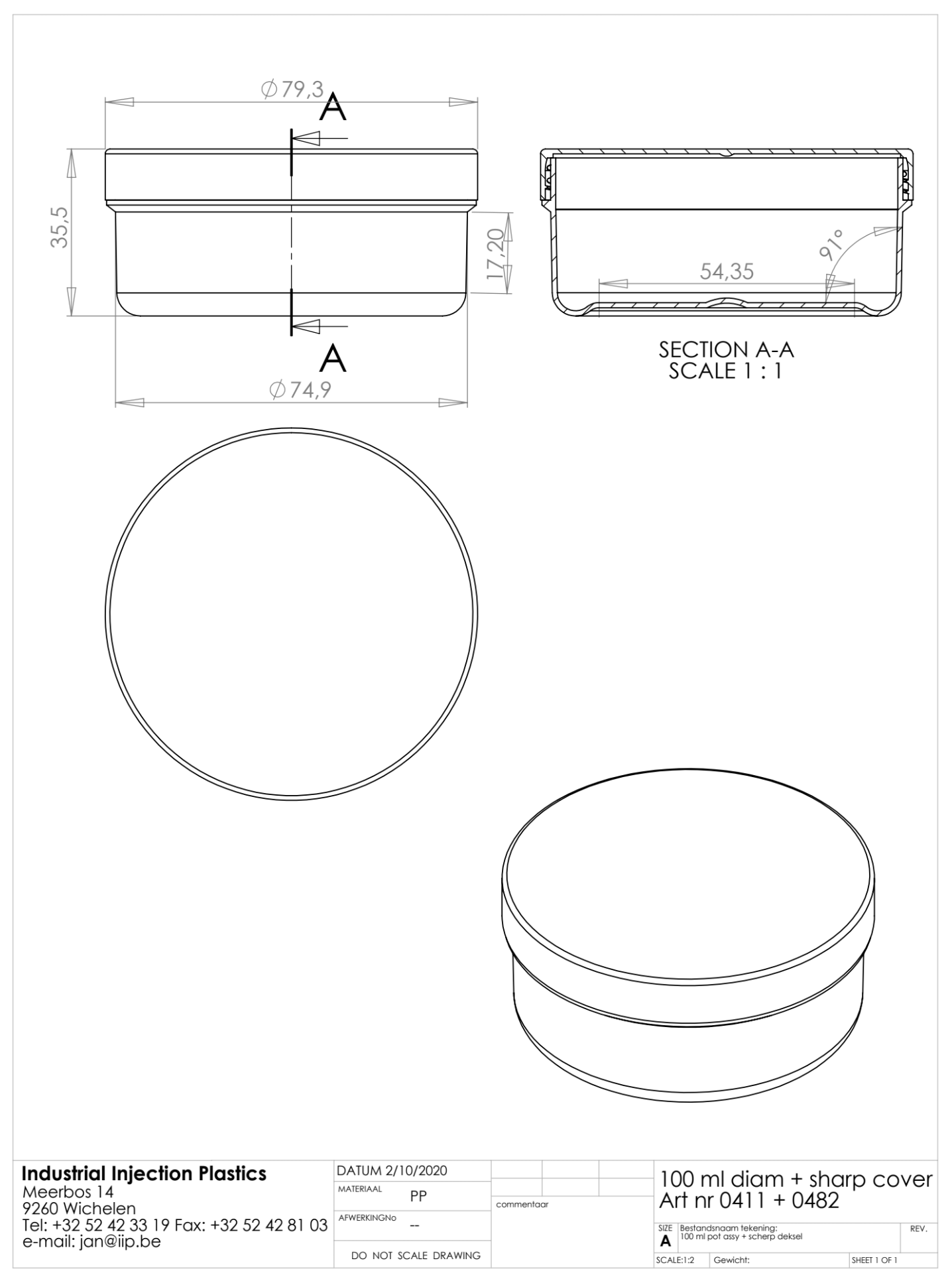 Product image or technical drawing