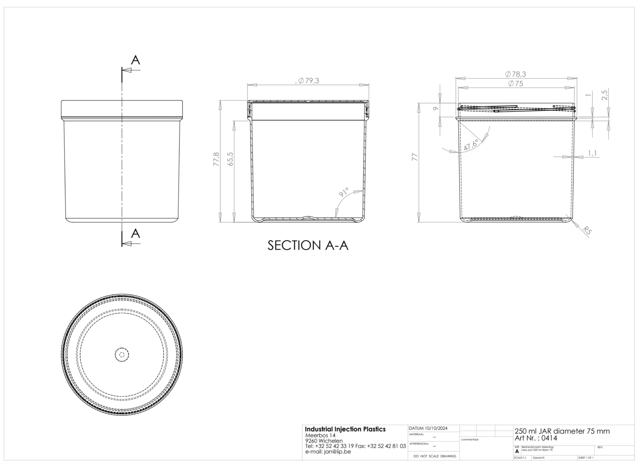 Product image or technical drawing
