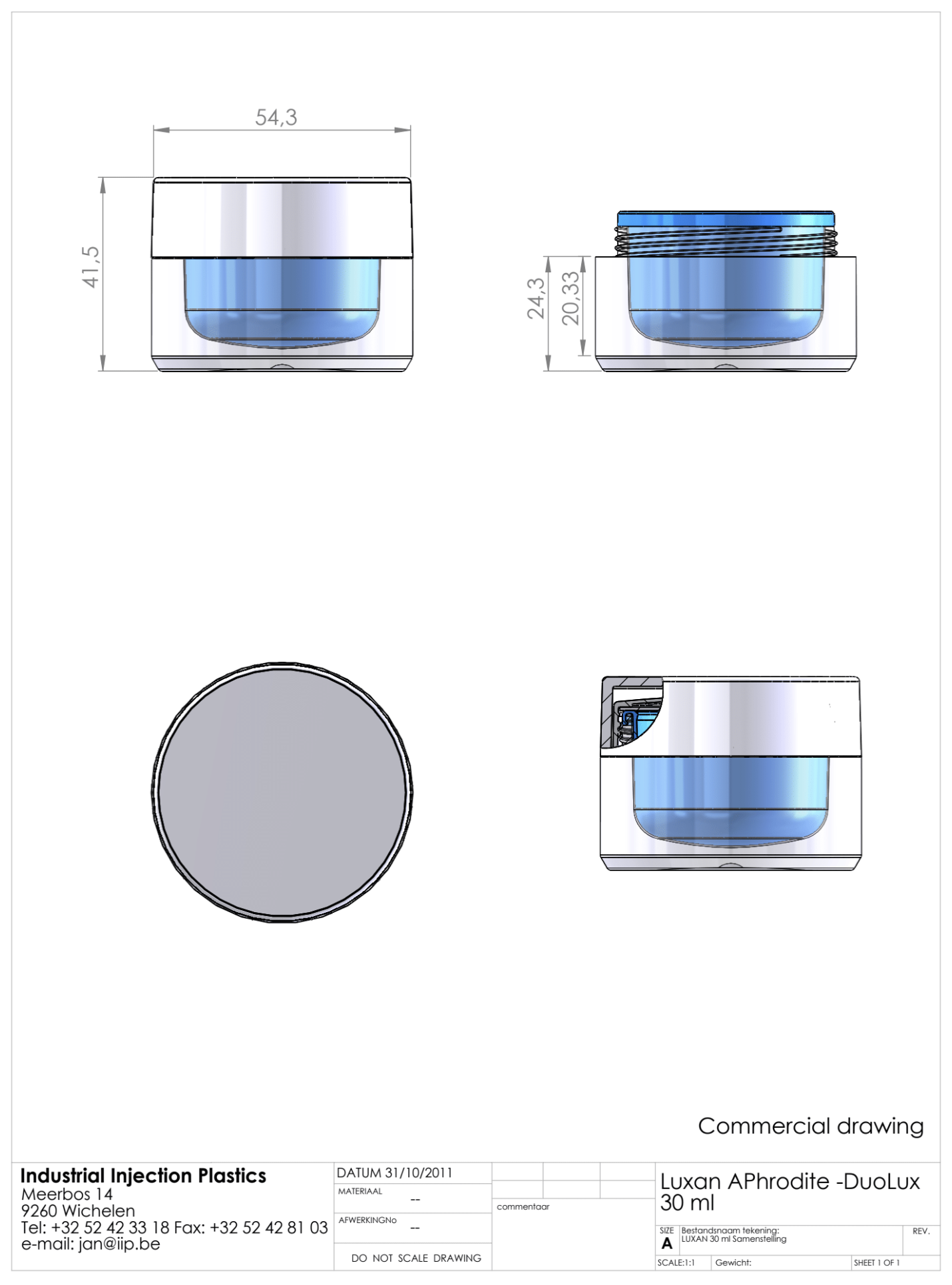 Product image or technical drawing