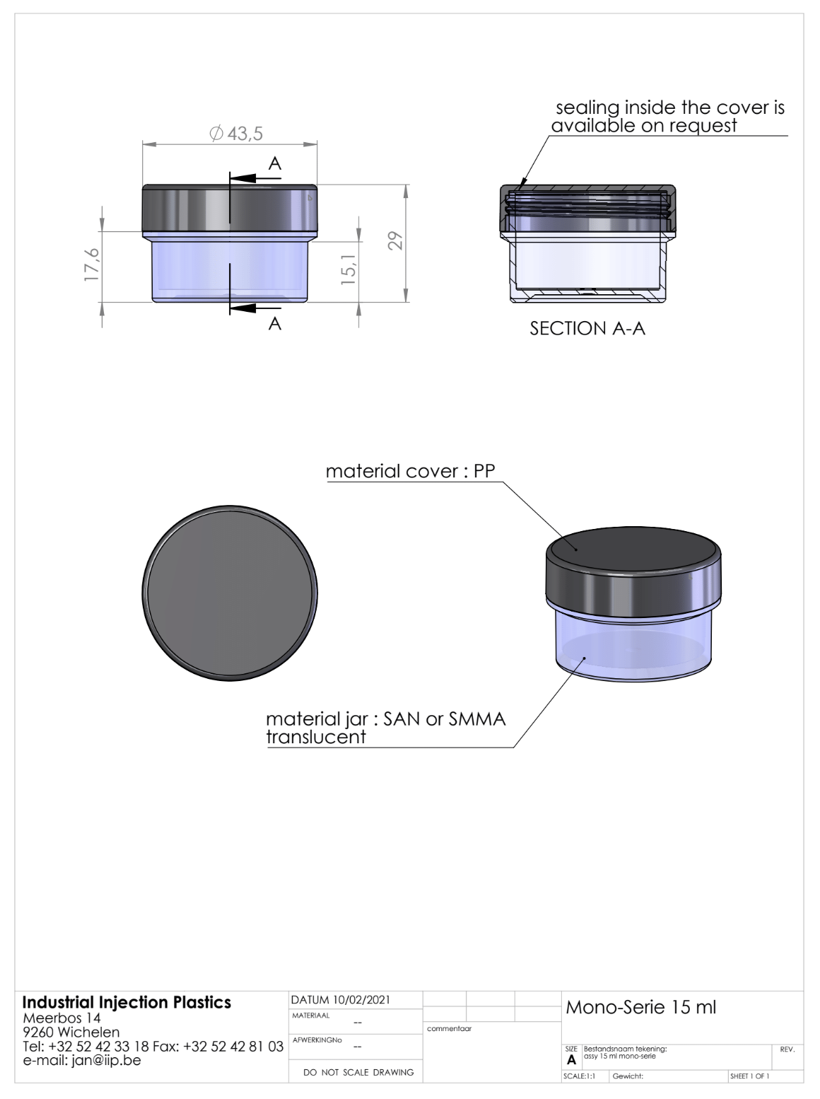 Product image or technical drawing