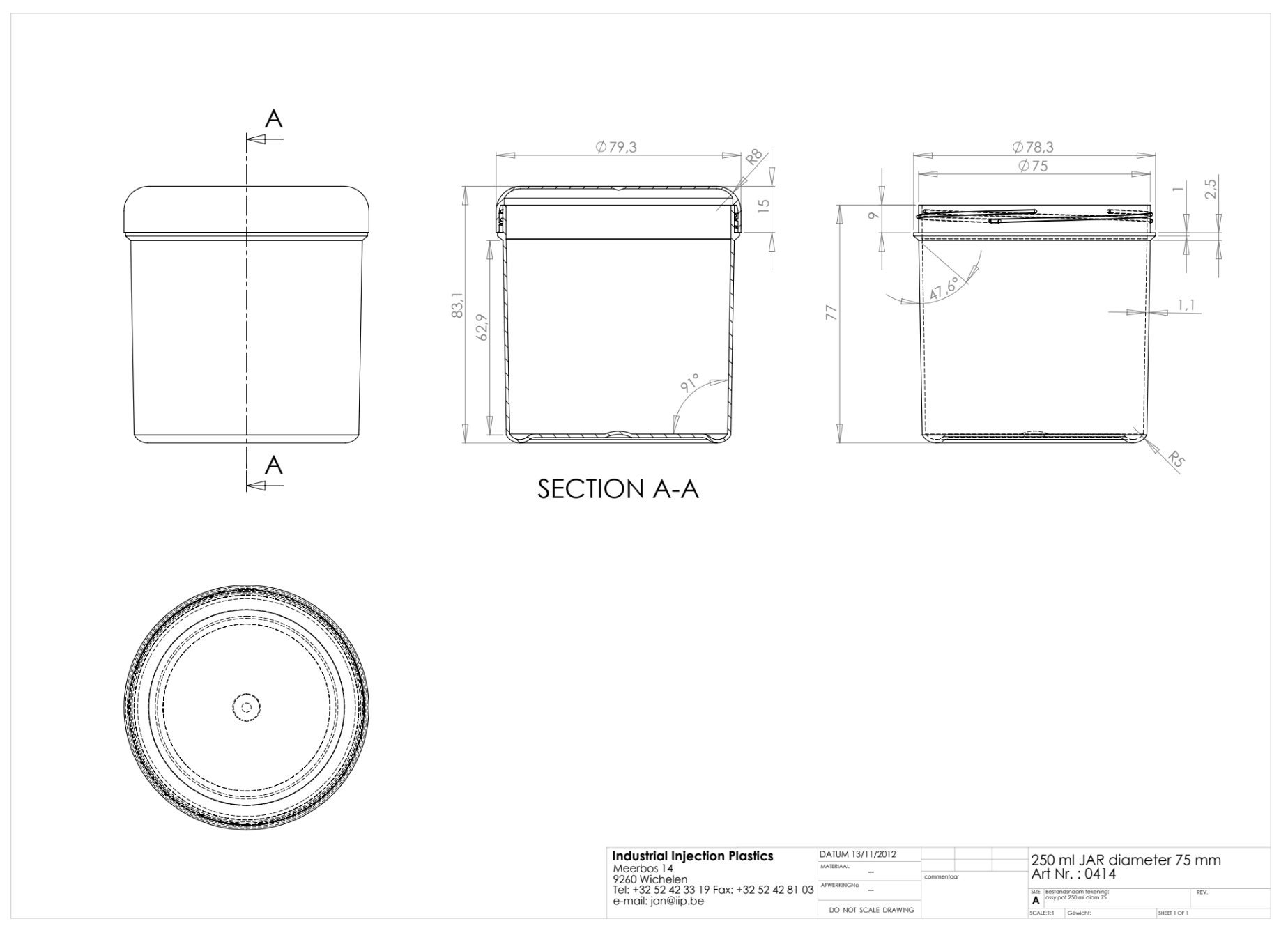 Product image or technical drawing